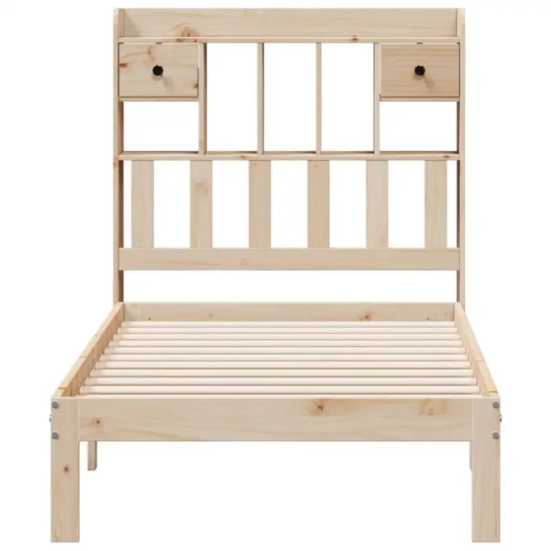Boekenkastbed in massief grenenhout met optimale totale afmetingen - Bedden & bedframes