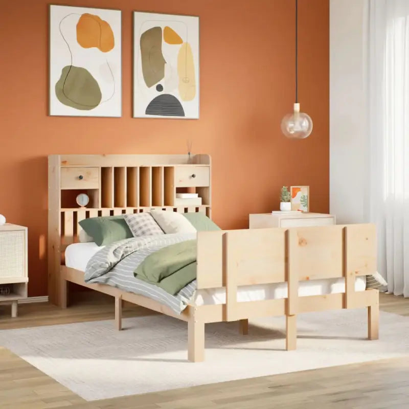 Boekenkastbed in massief grenenhout met perfecte totale afmetingen - Naturel / 120 x 200 cm - Bedden & bedframes