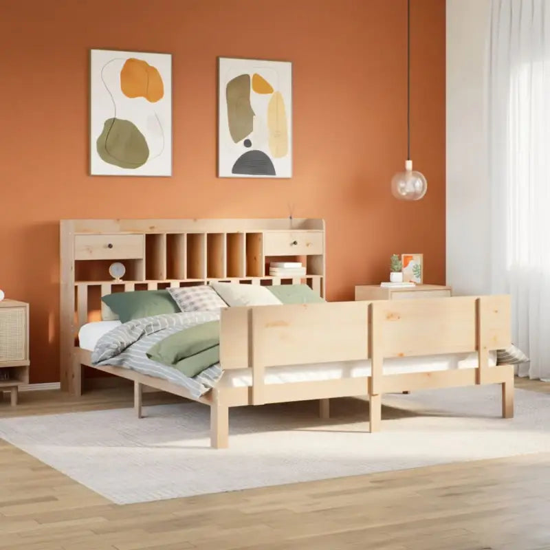 Boekenkastbed in massief grenenhout met perfecte totale afmetingen - Naturel / 200 x 200 cm - Bedden & bedframes