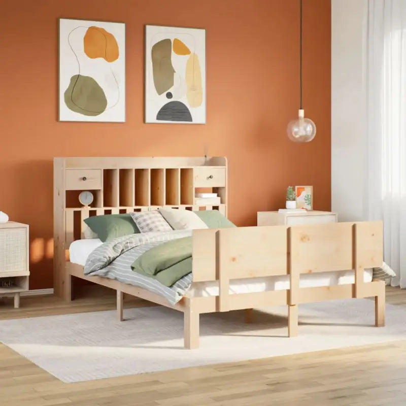 Boekenkastbed in massief grenenhout met perfecte totale afmetingen - Naturel / 140 x 200 cm - Bedden & bedframes