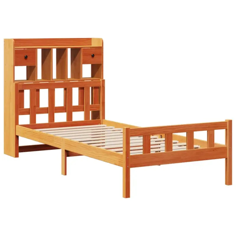 Boekenkastbed in massief grenenhout met perfecte totale afmetingen - Bedden & bedframes