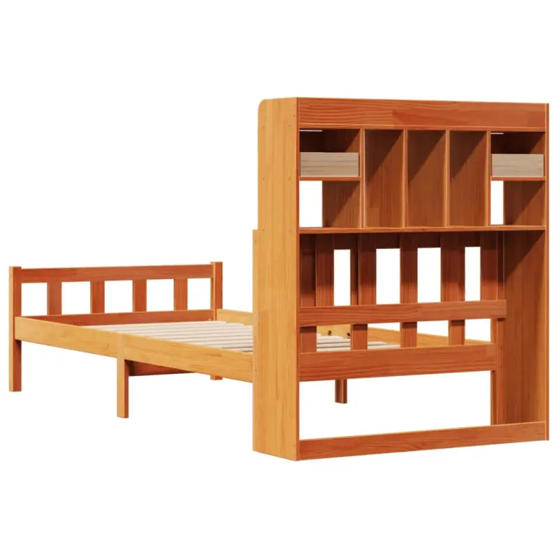 Boekenkastbed in massief grenenhout met perfecte totale afmetingen - Bedden & bedframes