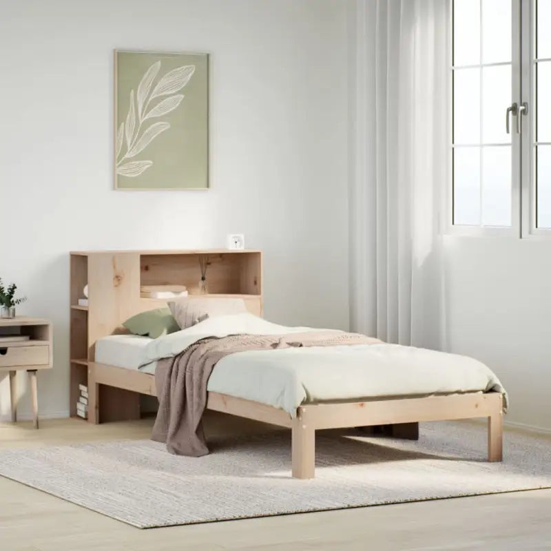 Boekenkastbed in massief grenenhout met praktische totale afmetingen - Naturel / 90 x 190 cm - Bedden & bedframes