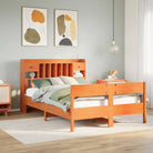 Boekenkastbed in massief grenenhout met ruime totale afmetingen - Wasbruin / 160 x 200 cm - Bedden & bedframes