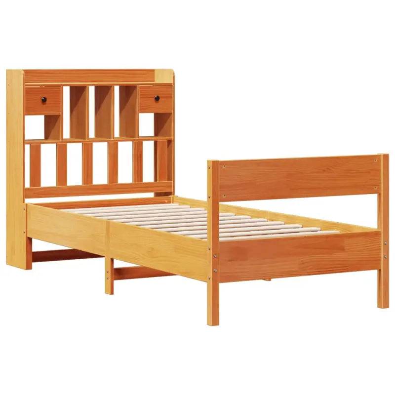 Boekenkastbed in massief grenenhout met ruime totale afmetingen - Bedden & bedframes