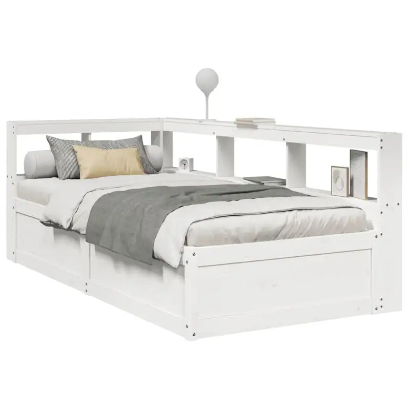 Boekenkastbed in massief grenenhout met uitgebreide totale afmetingen - Wit / 90 x 200 cm - Bedden & bedframes