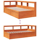 Boekenkastbed in massief grenenhout met uitgebreide totale afmetingen - Bedden & bedframes