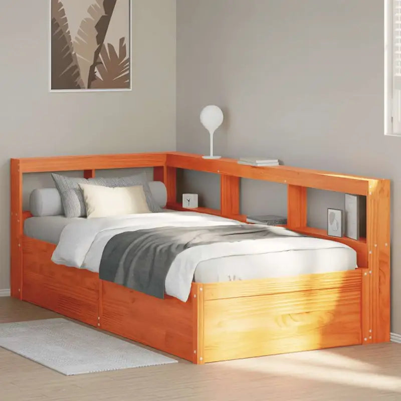 Boekenkastbed in massief grenenhout met uitgebreide totale afmetingen - Bedden & bedframes