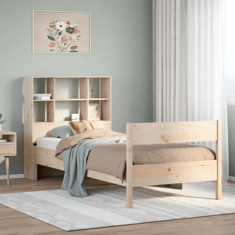 Boekenkastbed met massief grenenhout en ideale totale afmetingen - Naturel / 90 x 190 cm - Bedden & bedframes