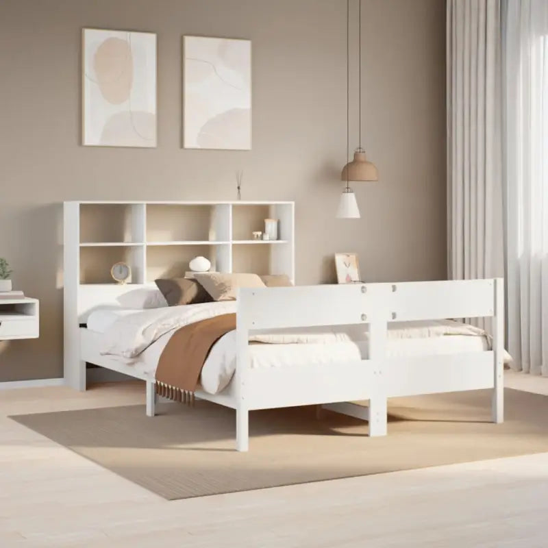 Boekenkastbed met massief grenenhout en ideale totale afmetingen - Wit / 120 x 200 cm - Bedden & bedframes