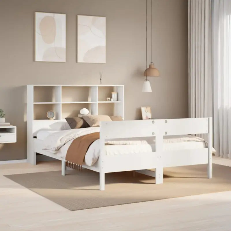 Boekenkastbed met massief grenenhout en ideale totale afmetingen - Wit / 150 x 200 cm - Bedden & bedframes