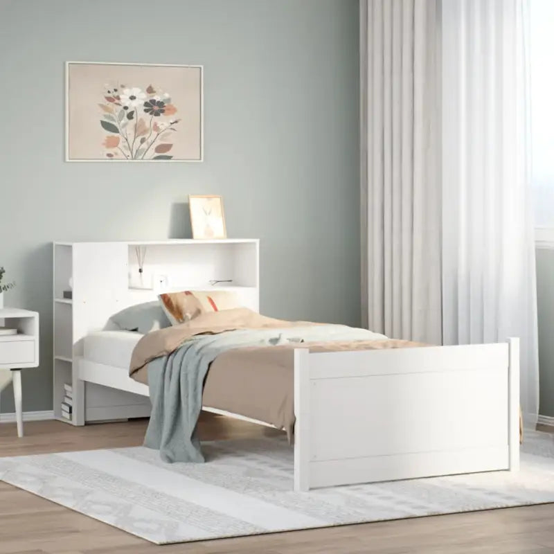 Boekenkastbed met massief grenenhout en ideale totale afmetingen - Wit / 75 x 190 cm - Bedden & bedframes