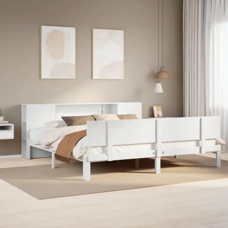 Boekenkastbed van massief grenenhout met aantrekkelijke totale afmetingen - Wit / 180 x 200 cm - Bedden & bedframes