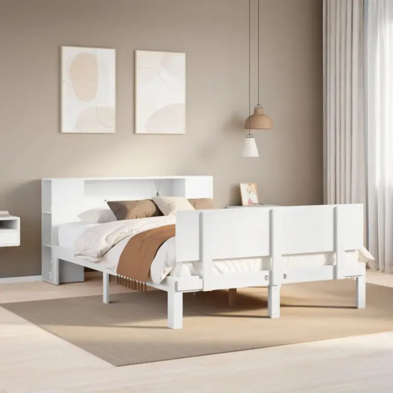 Boekenkastbed van massief grenenhout met aantrekkelijke totale afmetingen - Wit / 120 x 190 cm - Bedden & bedframes