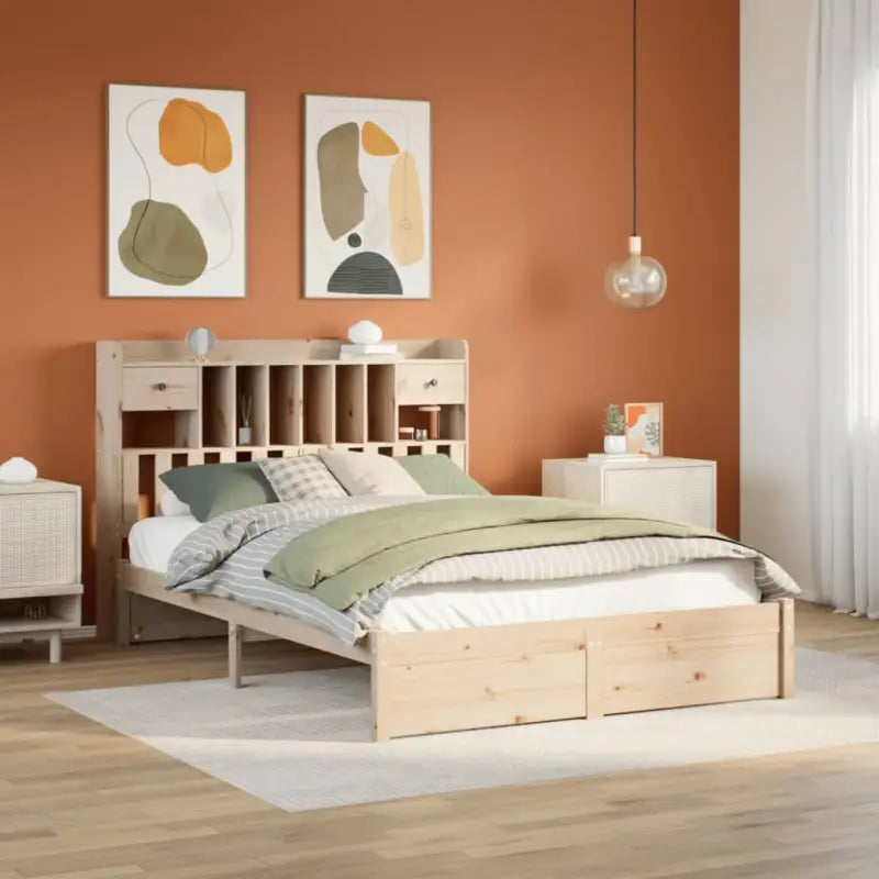 Boekenkastbed van massief grenenhout met comfortabele totale afmetingen - Naturel / 160 x 200 cm - Bedden & bedframes