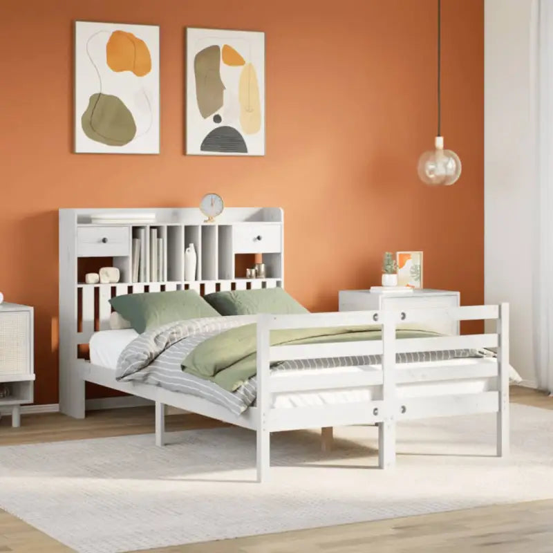 Boekenkastbed van massief grenenhout met comfortabele totale afmetingen - Wit / 135 x 190 cm - Bedden & bedframes