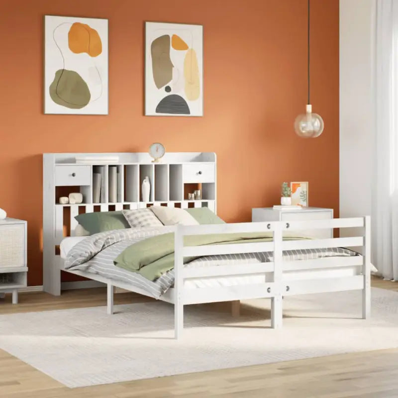 Boekenkastbed van massief grenenhout met comfortabele totale afmetingen - Wit / 150 x 200 cm - Bedden & bedframes
