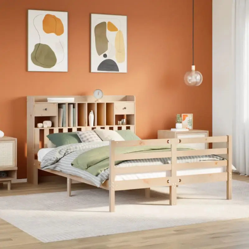 Boekenkastbed van massief grenenhout met comfortabele totale afmetingen - Naturel / 150 x 200 cm - Bedden & bedframes
