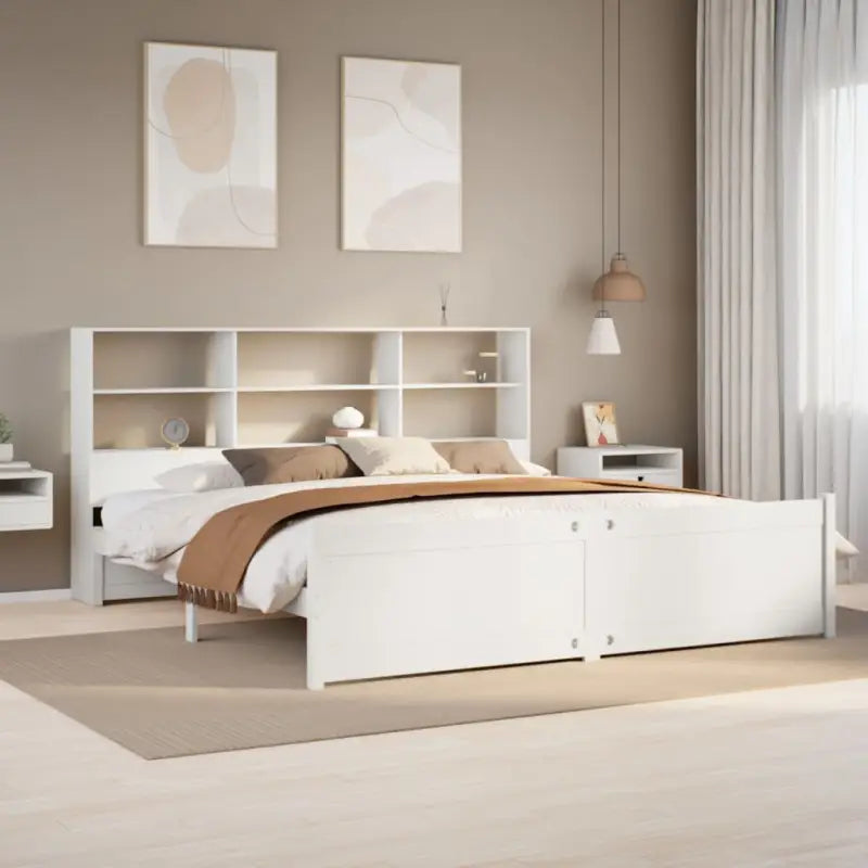 Boekenkastbed van massief grenenhout met duurzame totale afmetingen - Wit / 200 x 200 cm - Bedden & bedframes