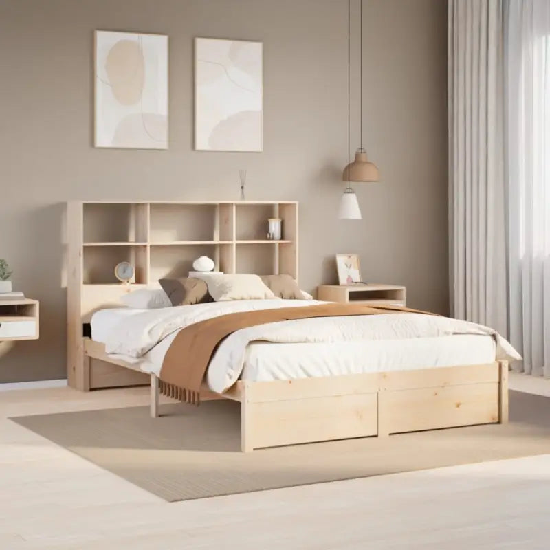 Boekenkastbed van massief Grenenhout met grote totale afmetingen - Naturel / 150 x 200 cm - Bedden & bedframes