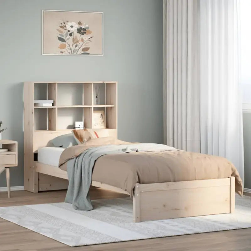 Boekenkastbed van massief Grenenhout met grote totale afmetingen - Naturel / 100 x 200 cm - Bedden & bedframes