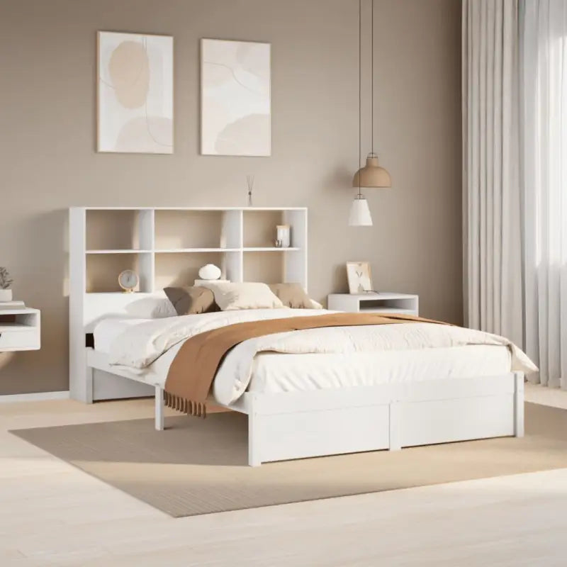 Boekenkastbed van massief Grenenhout met grote totale afmetingen - Wit / 140 x 200 cm - Bedden & bedframes