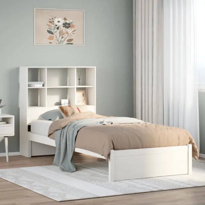 Boekenkastbed van massief Grenenhout met grote totale afmetingen - Wit / 90 x 190 cm - Bedden & bedframes