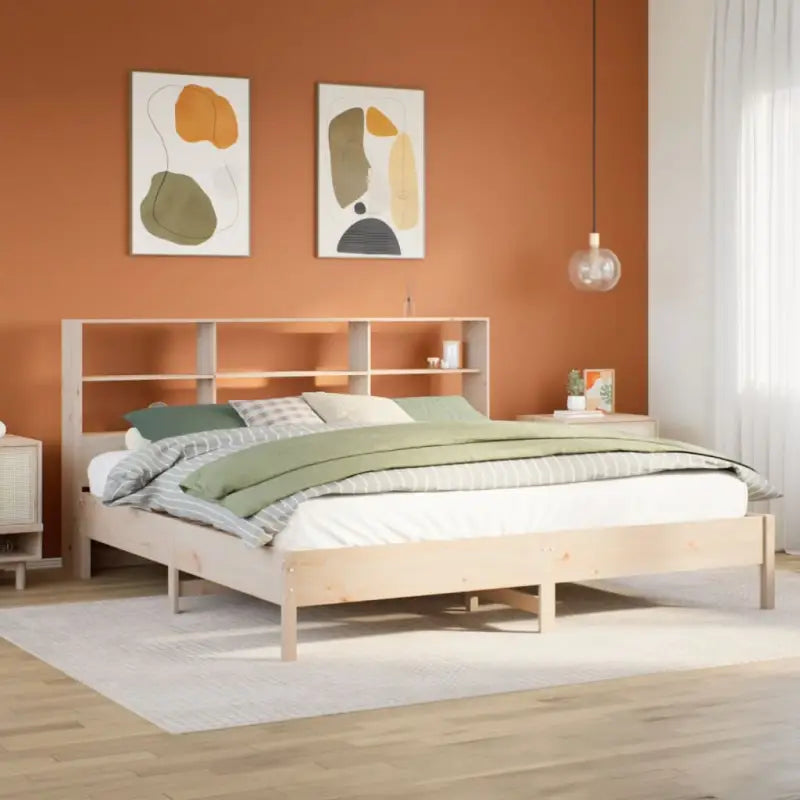 Boekenkastbed van massief grenenhout met ideale totale afmetingen - Naturel / 180 x 200 cm - Bedden & bedframes