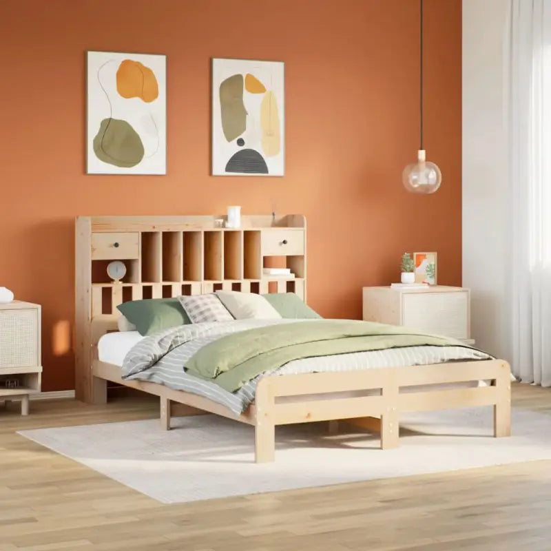 Boekenkastbed van massief grenenhout met ideale totale afmetingen - Naturel / 150 x 200 cm - Bedden & bedframes
