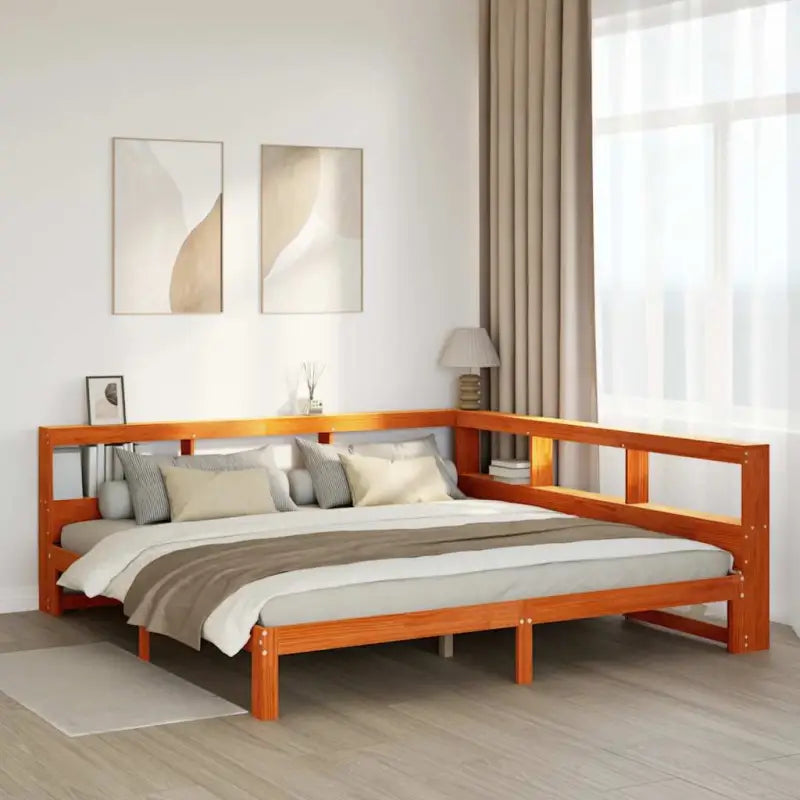 Boekenkastbed van massief grenenhout met ideale totale afmetingen - Wasbruin / 180 x 200 cm - Bedden & bedframes