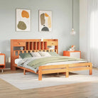 Boekenkastbed van massief grenenhout met ideale totale afmetingen - Wasbruin / 200 x 200cm - Bedden & bedframes