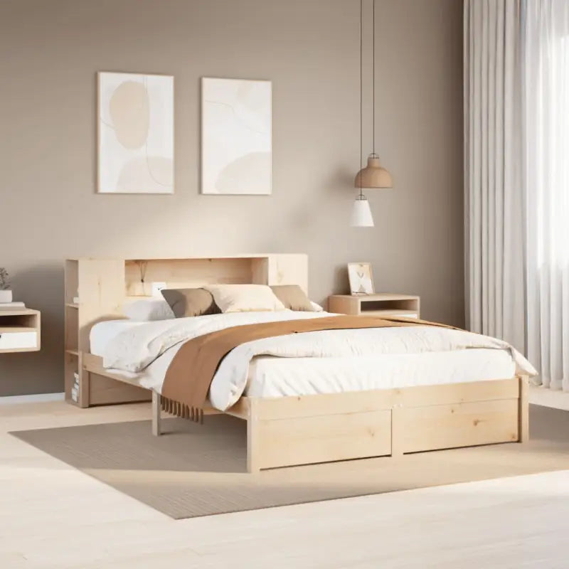 Boekenkastbed van massief grenenhout met ideale totale afmetingen - Naturel / 150 x 200 cm - Bedden & bedframes