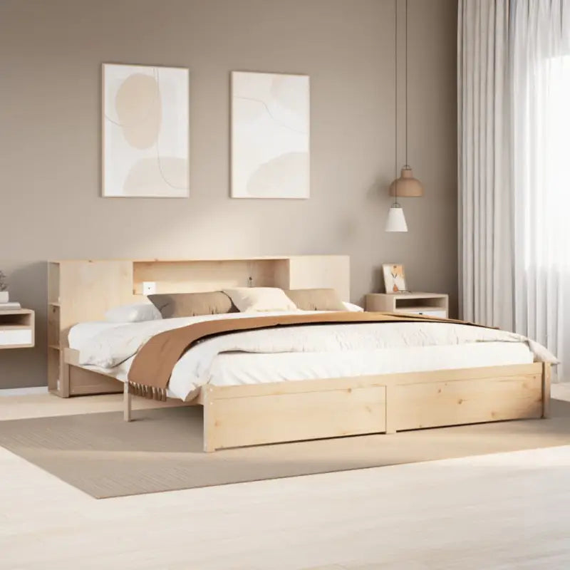 Boekenkastbed van massief grenenhout met ideale totale afmetingen - Naturel / 180 x 200 cm - Bedden & bedframes