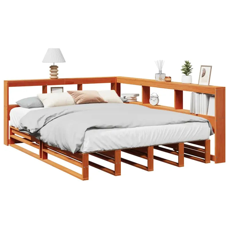 Boekenkastbed van massief grenenhout met ideale totale afmetingen - Wasbruin / 140 x 190 cm - Bedden & bedframes