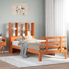 Boekenkastbed van massief grenenhout met ideale totale afmetingen - Wasbruin / 100 x 200 cm - Bedden & bedframes