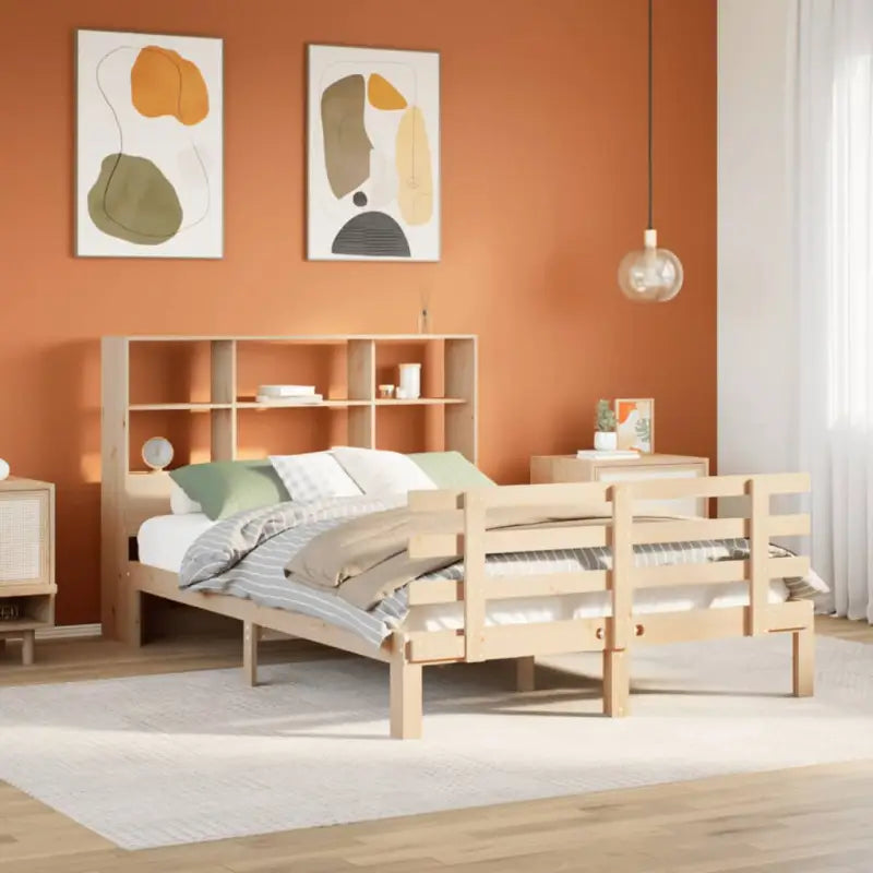 Boekenkastbed van massief grenenhout met ideale totale afmetingen - Naturel / 160 x 200 cm - Bedden & bedframes