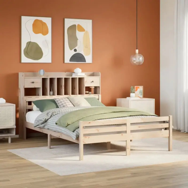 Boekenkastbed van massief grenenhout met ideale totale afmetingen - Naturel / 150 x 200cm - Bedden & bedframes