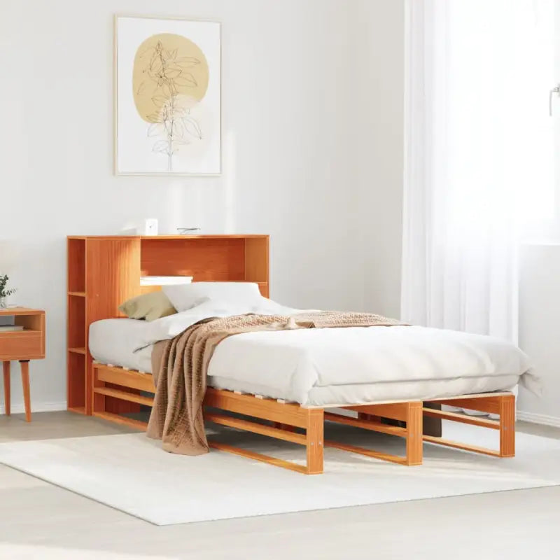Boekenkastbed van massief grenenhout met ideale totale afmetingen - Wasbruin / 75 x 190 cm - Bedden & bedframes