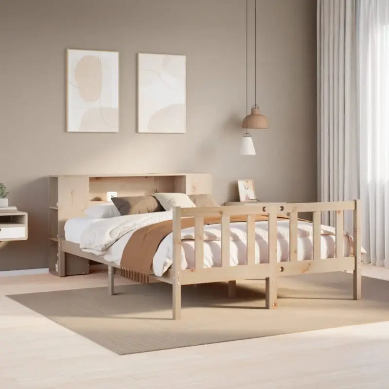 Boekenkastbed van massief grenenhout met ideale totale afmetingen - Naturel / 120 x 190 cm - Bedden & bedframes