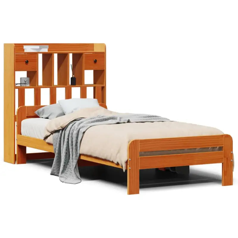 Boekenkastbed van massief grenenhout met ideale totale afmetingen - Bedden & bedframes
