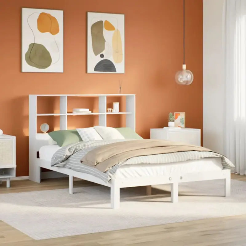 Boekenkastbed van massief grenenhout met ideale totale afmetingen - Wit / 120 x 190 cm - Bedden & bedframes