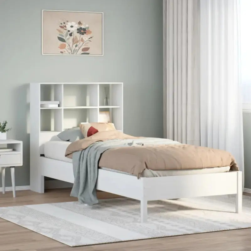 Boekenkastbed van massief grenenhout met ideale totale afmetingen - Wit / 90 x 200 cm - Bedden & bedframes