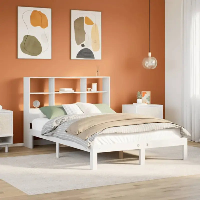 Boekenkastbed van massief grenenhout met ideale totale afmetingen - Wit / 140 x 190 cm - Bedden & bedframes
