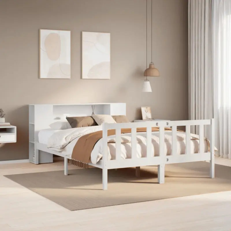Boekenkastbed van massief grenenhout met ideale totale afmetingen - Wit / 120 x 200 cm - Bedden & bedframes