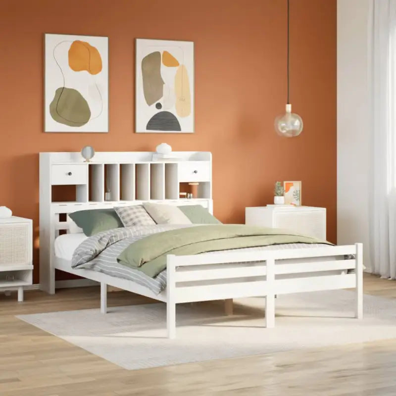 Boekenkastbed van massief grenenhout met ideale totale afmetingen - Wit / 140 x 200cm - Bedden & bedframes