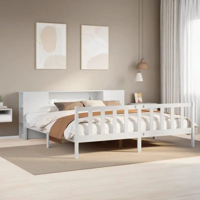 Boekenkastbed van massief grenenhout met ideale totale afmetingen - Wit / 200 x 200 cm - Bedden & bedframes