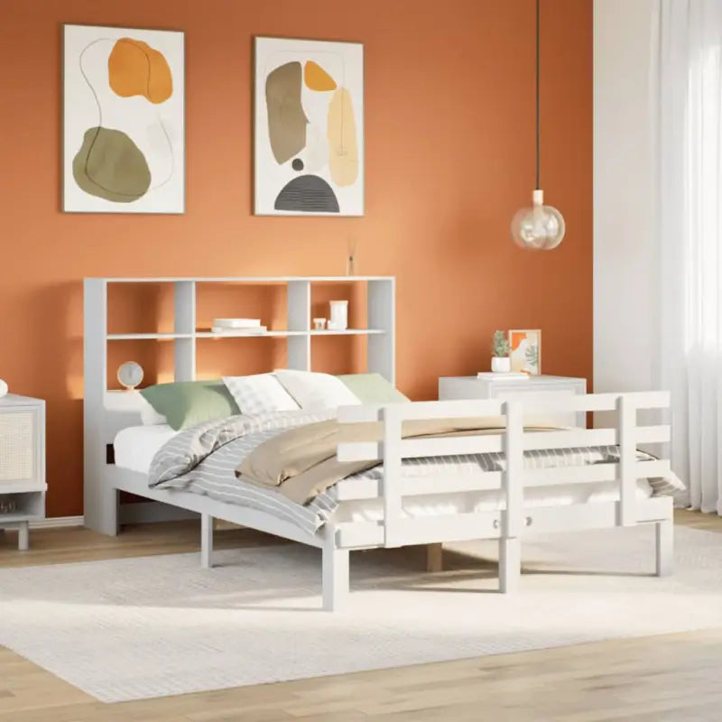 Boekenkastbed van massief grenenhout met ideale totale afmetingen - Wit / 140 x 190 cm - Bedden & bedframes