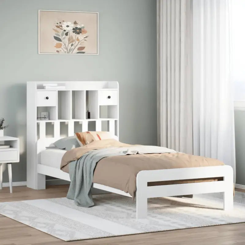 Boekenkastbed van massief grenenhout met ideale totale afmetingen - Wit / 100 x 200 cm - Bedden & bedframes