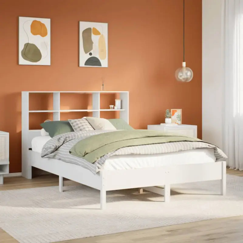 Boekenkastbed van massief grenenhout met ideale totale afmetingen - Wit / 135 x 190 cm - Bedden & bedframes