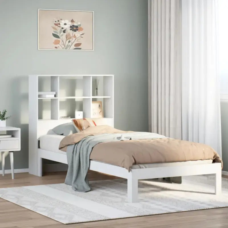 Boekenkastbed van massief grenenhout met ideale totale afmetingen - Wit / 90 x 200 cm - Bedden & bedframes
